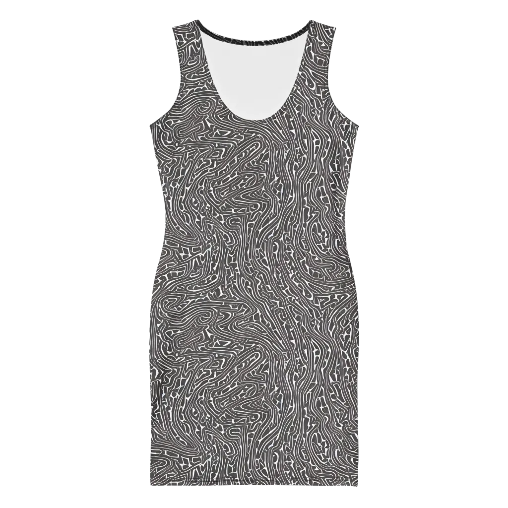 Monochrome Labyrinth on Bodycon Dress — Front