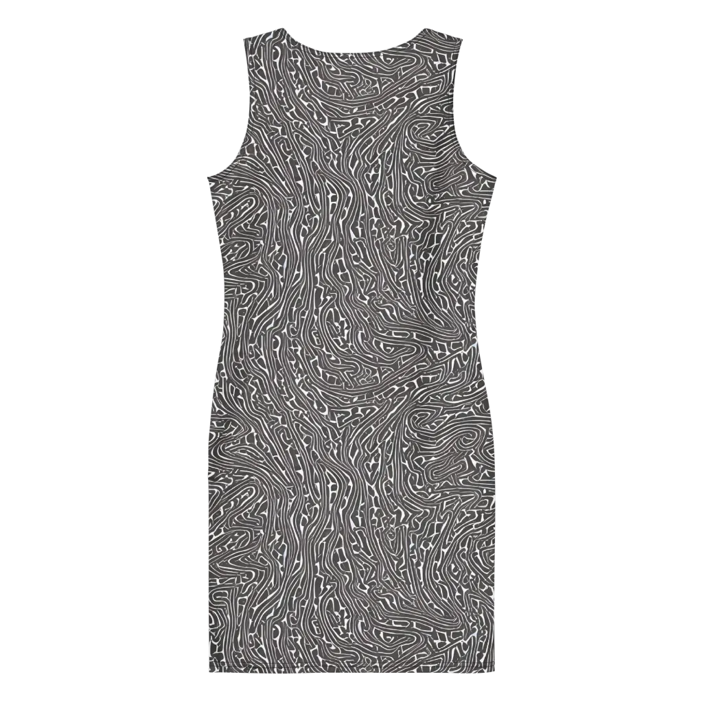 Monochrome Labyrinth on Bodycon Dress — Back