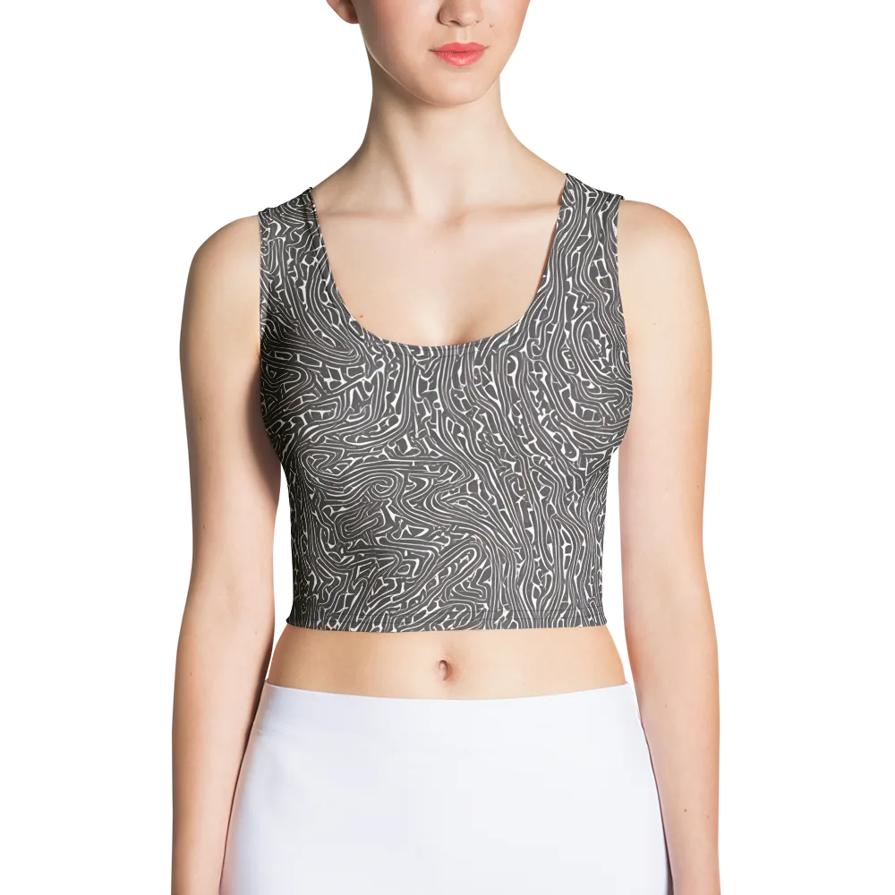 Monochrome Labyrinth on Crop Top — Front