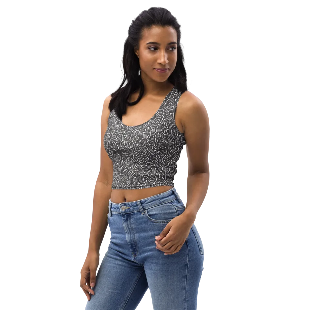 Monochrome Labyrinth on Crop Top — Left Front