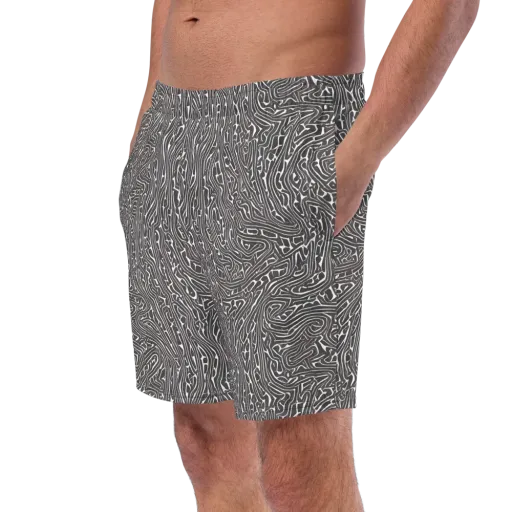 Monochrome Labyrinth on a Swim Trunks