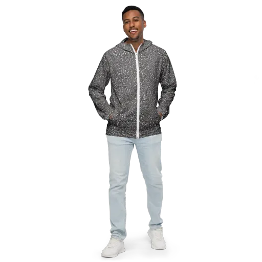 Monochrome Labyrinth on a Men's Windbreaker