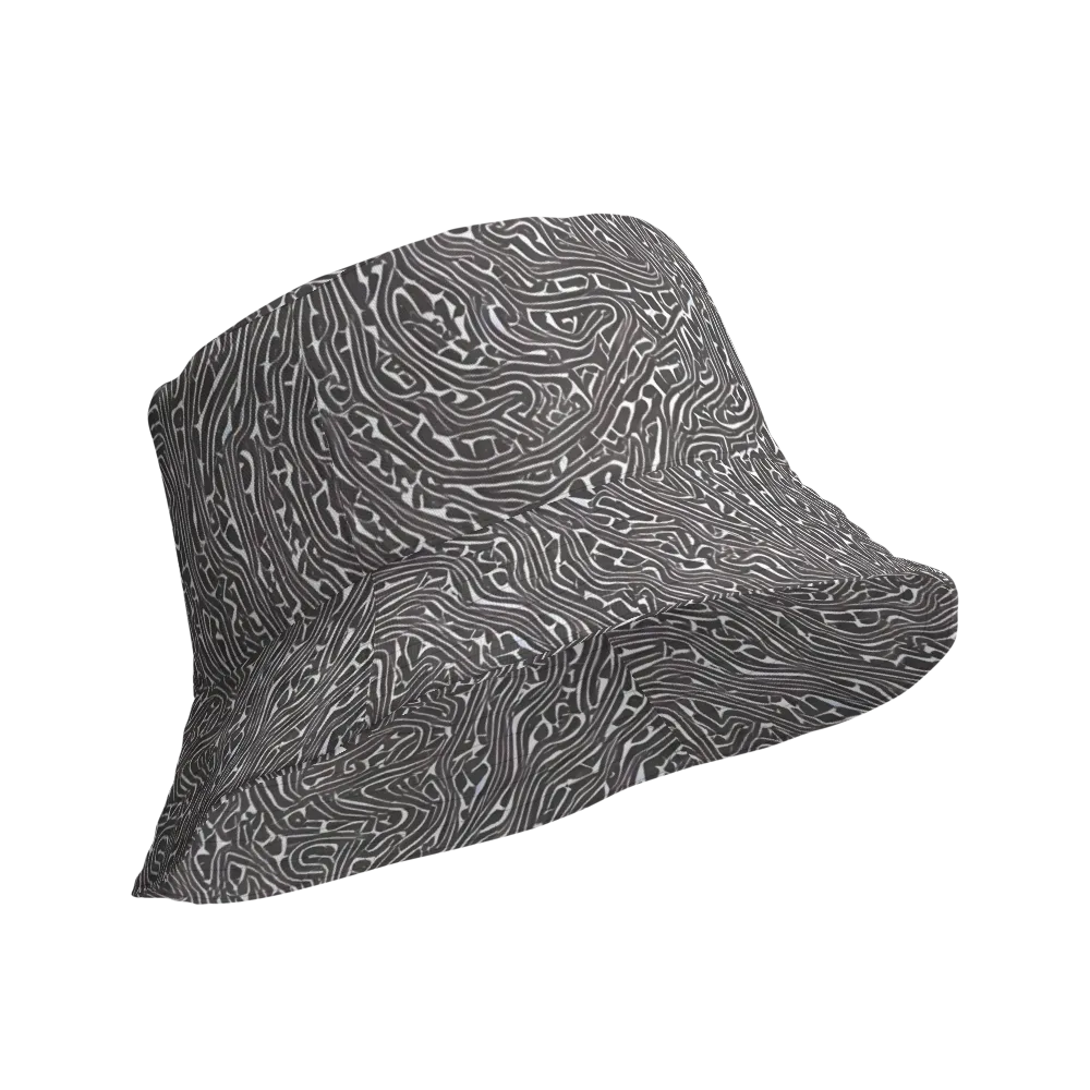 Monochrome Labyrinth on Reversible Bucket Hat — Product details Outside