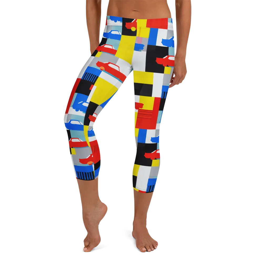 Chrome Block Party on Capri Leggings — Front