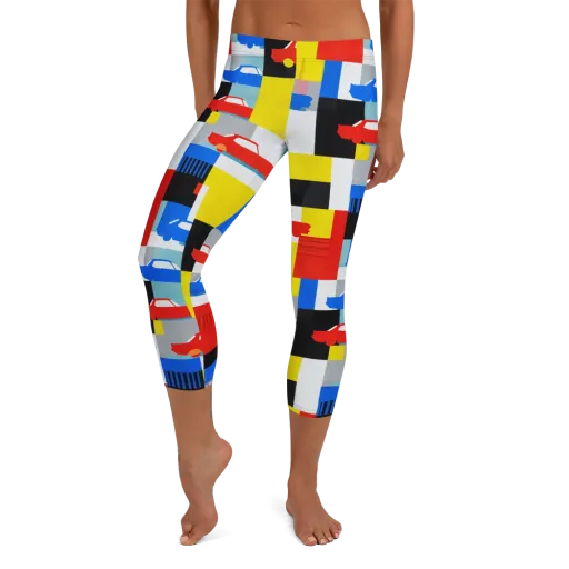 Chrome Block Party on a Capri Leggings