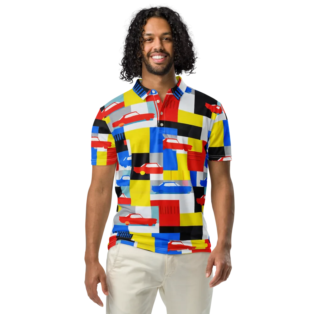 Chrome Block Party on Men's Slim Fit Polo Shirt — Front