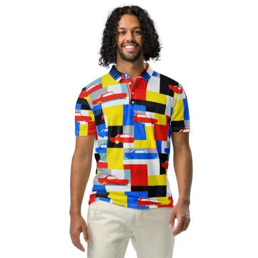 Chrome Block Party on a Men's Slim Fit Polo Shirt