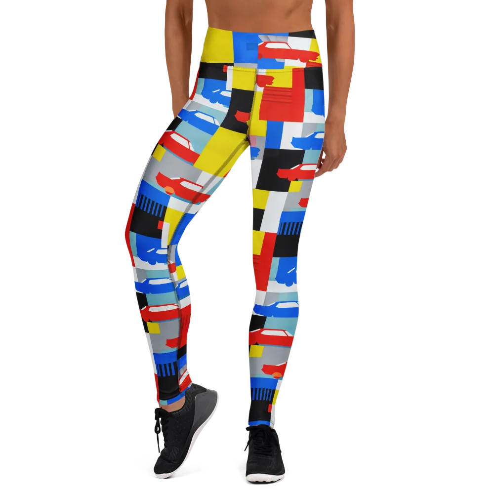 Chrome Block Party on Yoga Leggings — Front