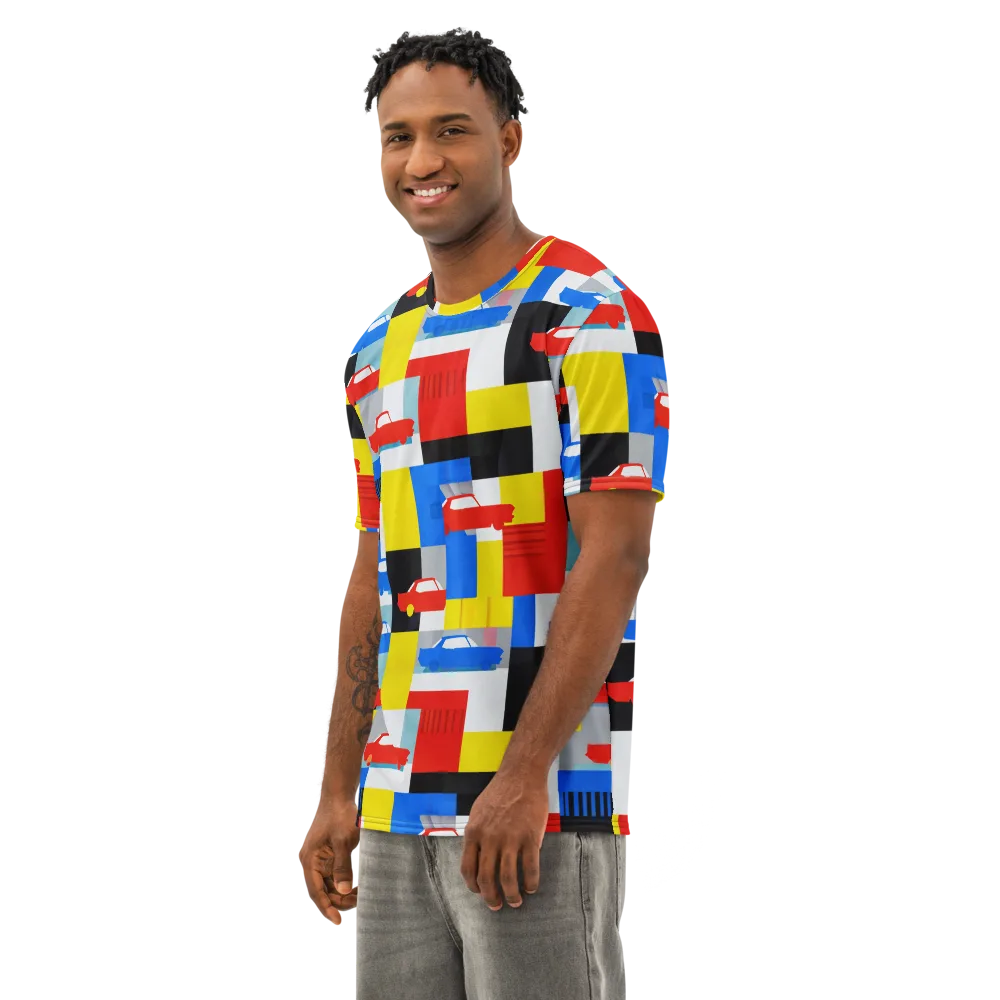 Chrome Block Party on Men's Cotton Crew Neck T-Shirt — Left Front
