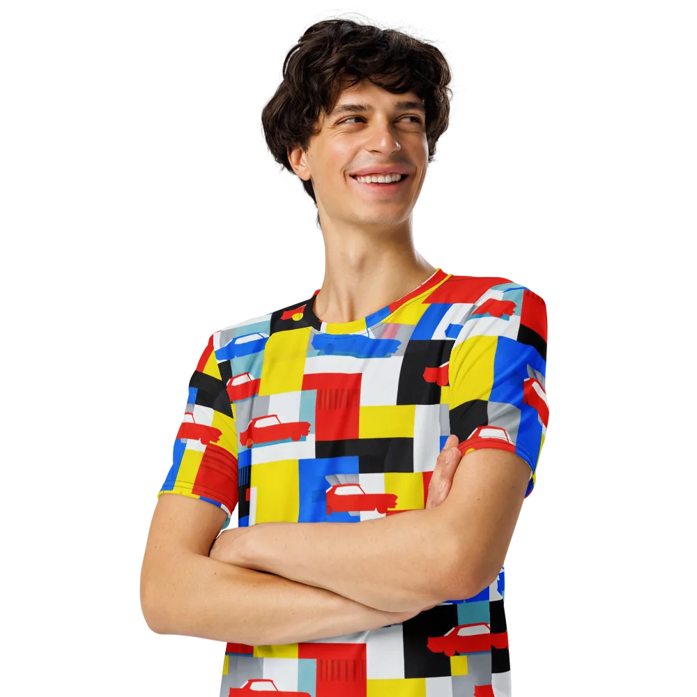 Chrome Block Party on Men's Crew Neck T-Shirt — Left Front