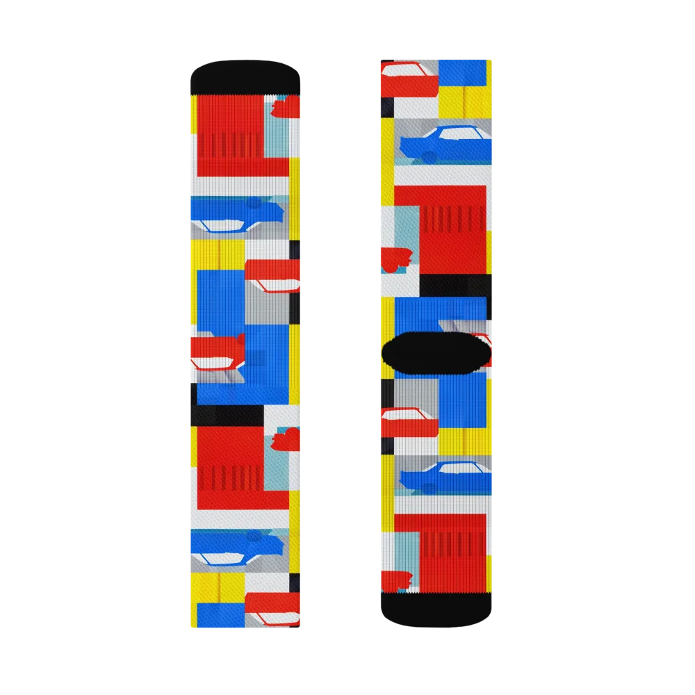 Chrome Block Party on Socks — Left Sock