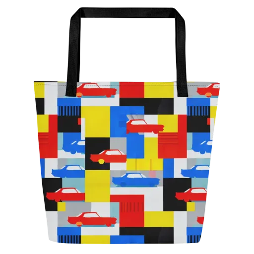 Chrome Block Party on a Large Tote Bag W/ Pocket