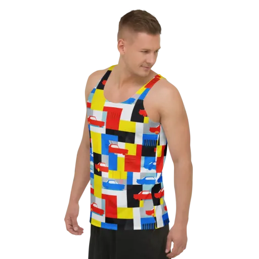 Chrome Block Party on a Men's Tank Top