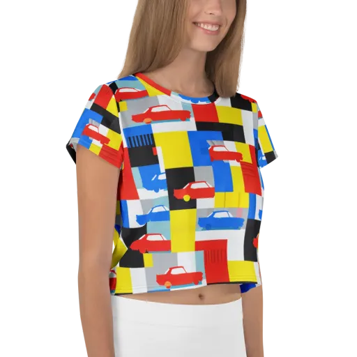 Chrome Block Party on a Crop Tee