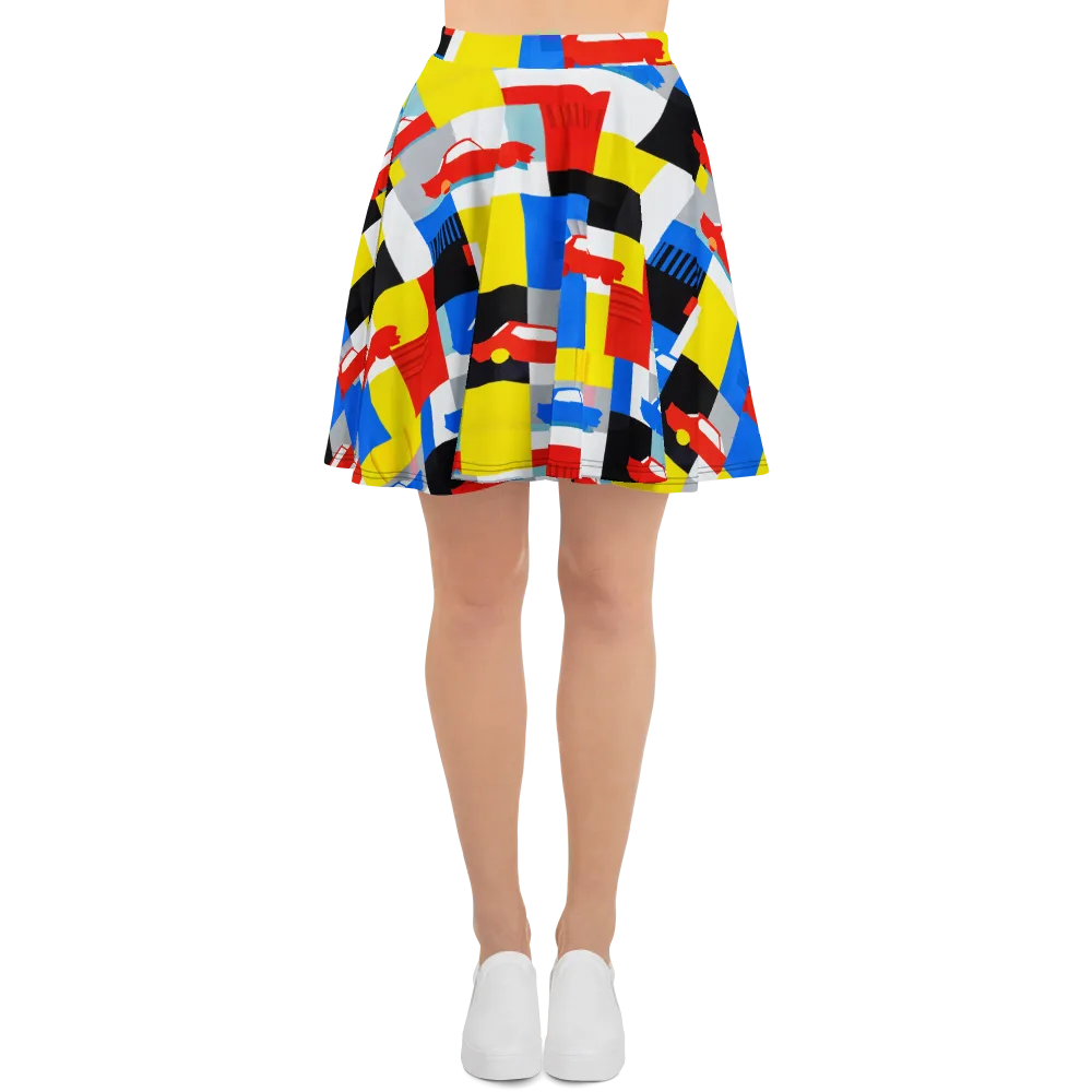 Chrome Block Party on Skater Skirt — Front