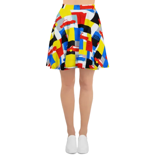 Chrome Block Party on a Skater Skirt