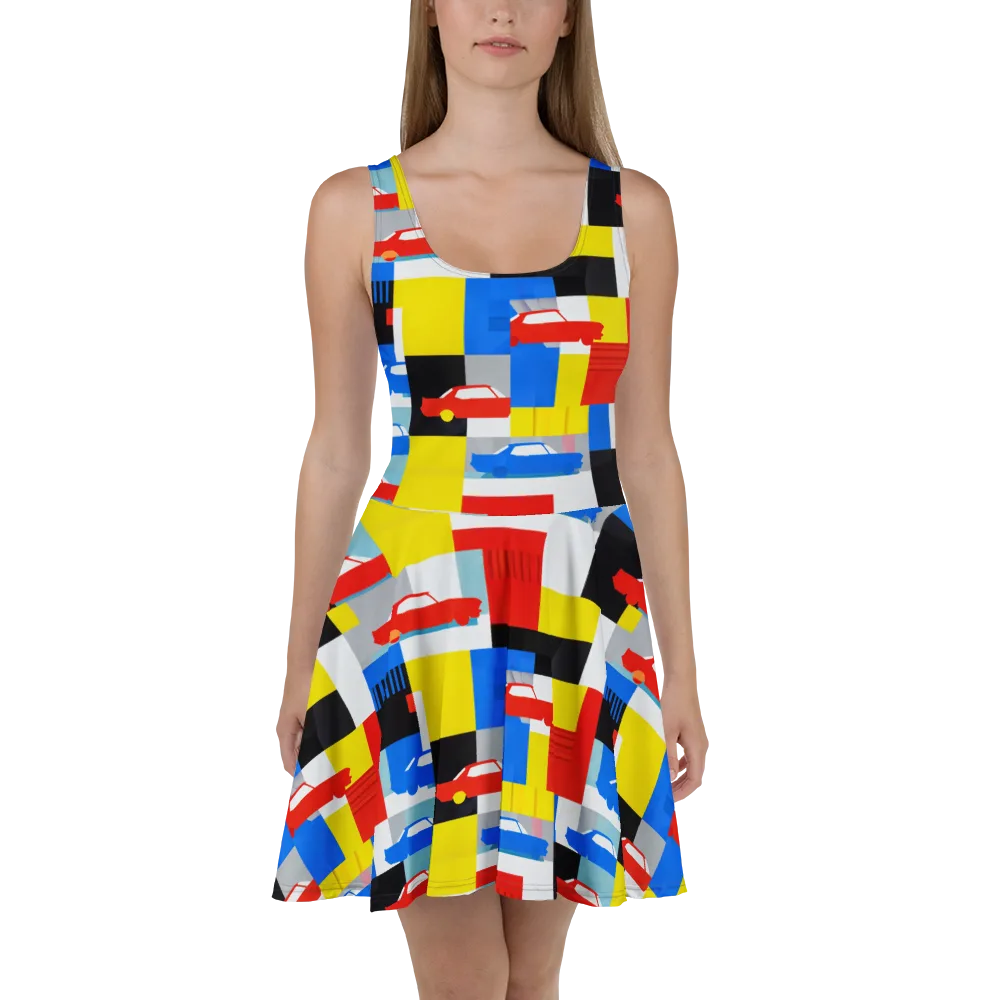 Chrome Block Party on Skater Dress — Front