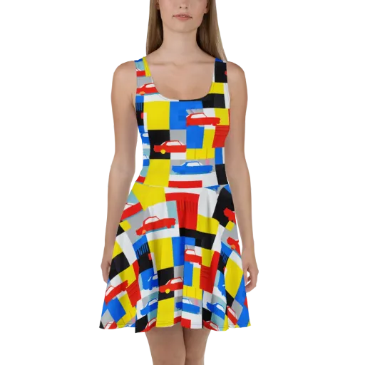 Chrome Block Party on a Skater Dress