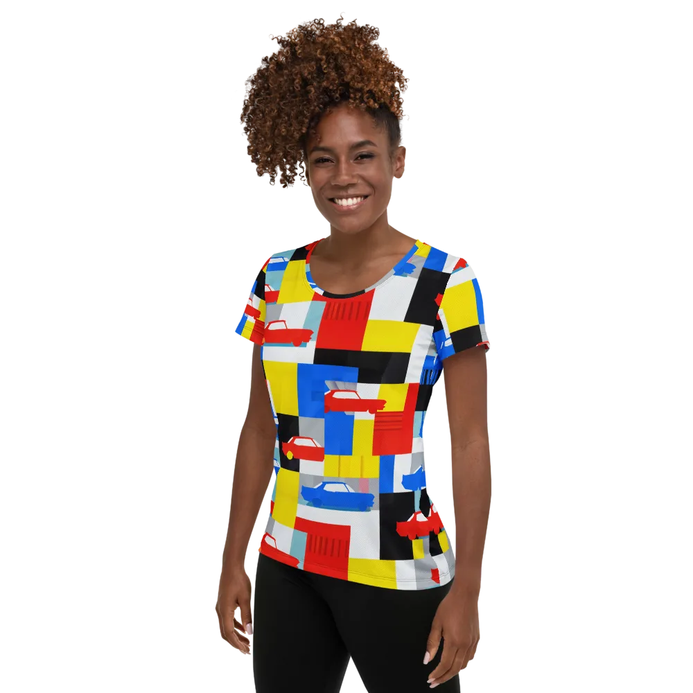 Chrome Block Party on Women's Athletic T-Shirt — Left