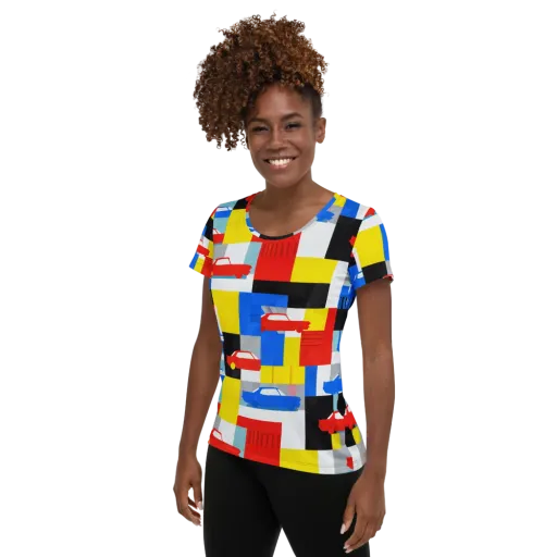 Chrome Block Party on a Women's Athletic T-Shirt
