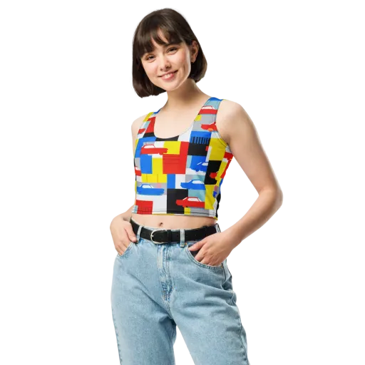 Chrome Block Party on a Crop Top