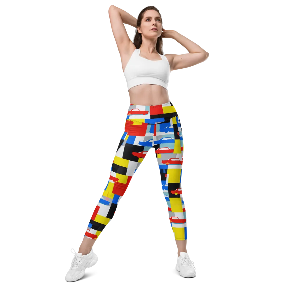 Chrome Block Party on Leggings with Pockets — Front