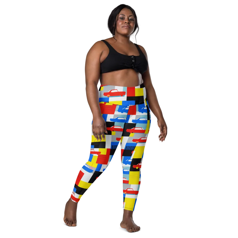 Chrome Block Party on Leggings with Pockets — Front
