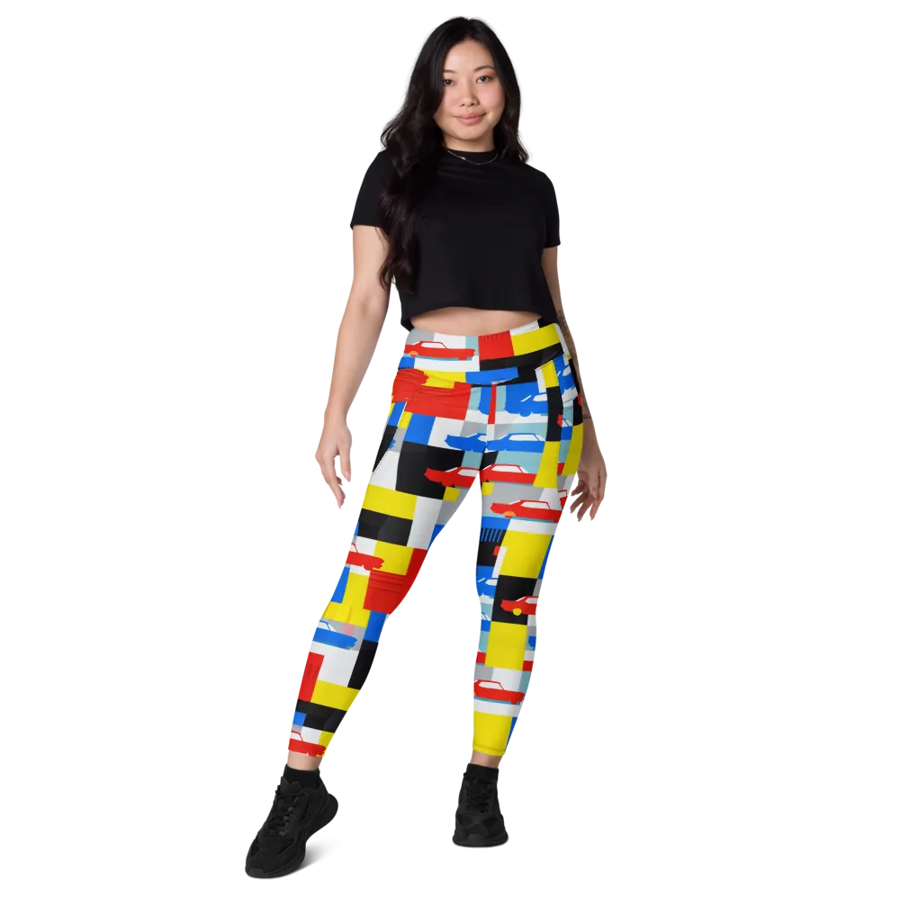 Chrome Block Party on Leggings with Pockets — Front