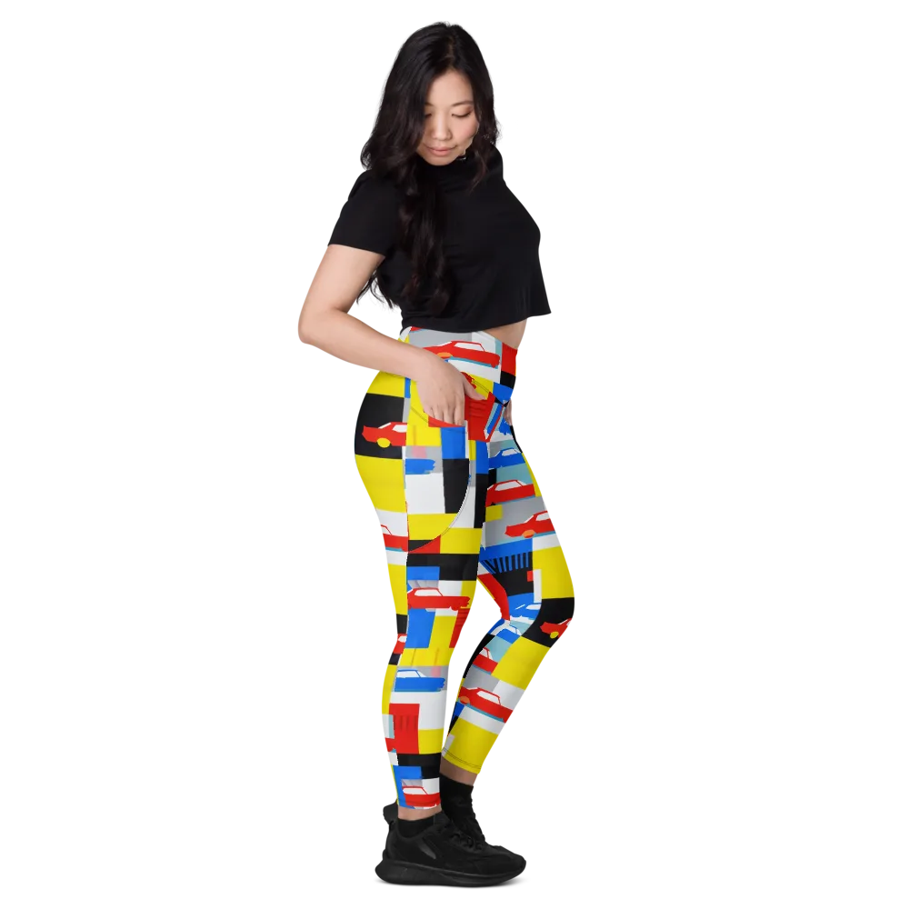Chrome Block Party on Leggings with Pockets — Right