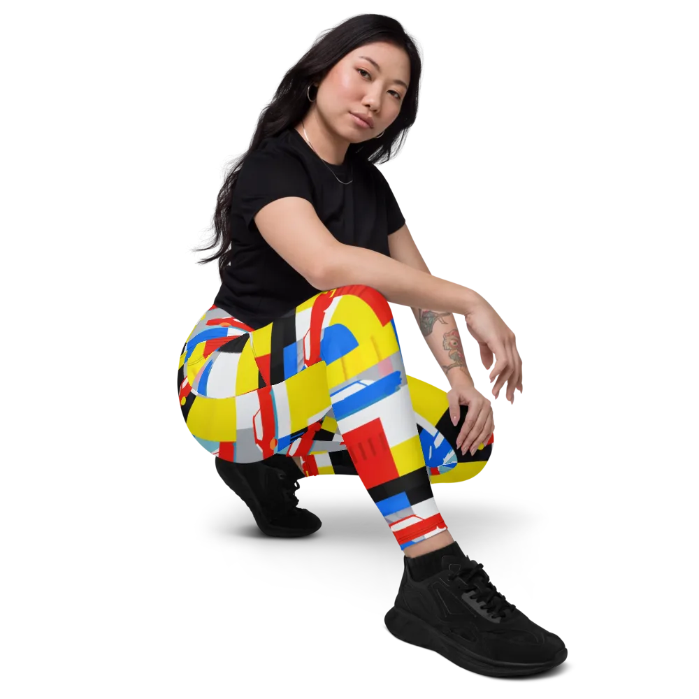 Chrome Block Party on Leggings with Pockets — Right Front