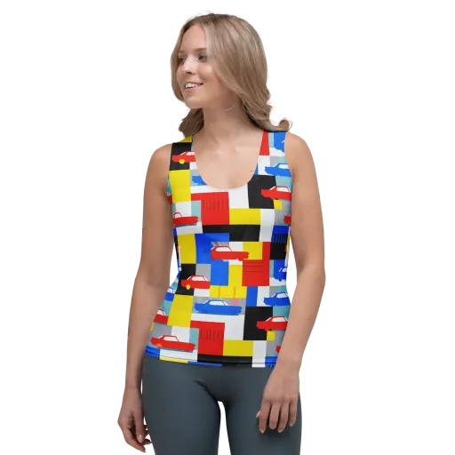 Chrome Block Party on a Women's Tank Top