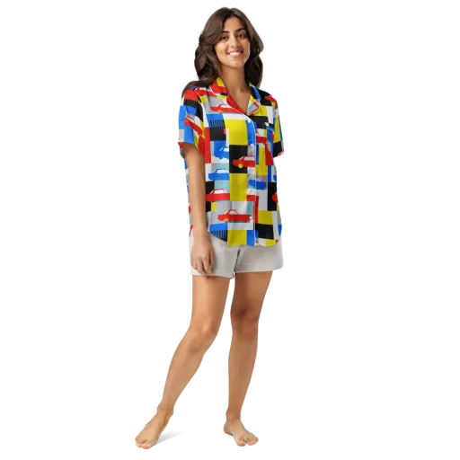Chrome Block Party on a Women's Short Sleeve Pajama Top
