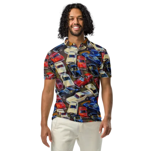 Vintage Velocity on a Men's Slim Fit Polo Shirt