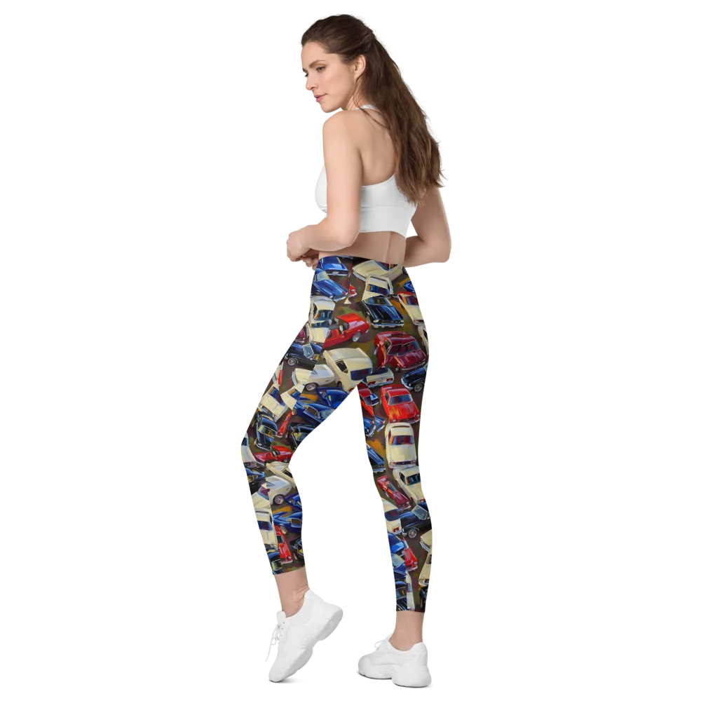 Vintage Velocity on Leggings with Pockets — Left Back