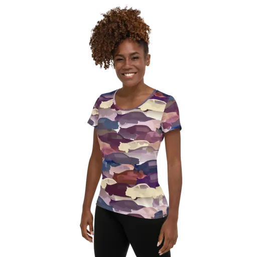Chromatic Traffic on a Women's Athletic T-Shirt