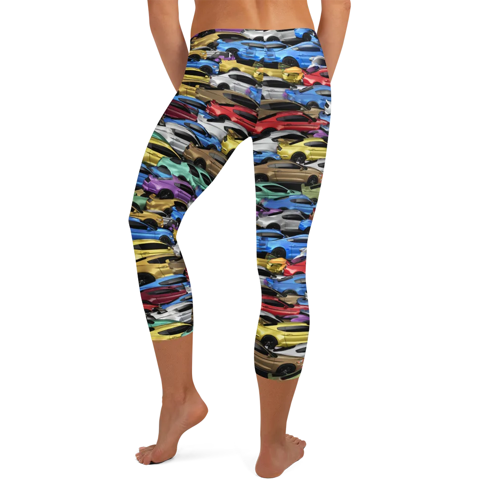 Neon Motorpool on Capri Leggings — Back