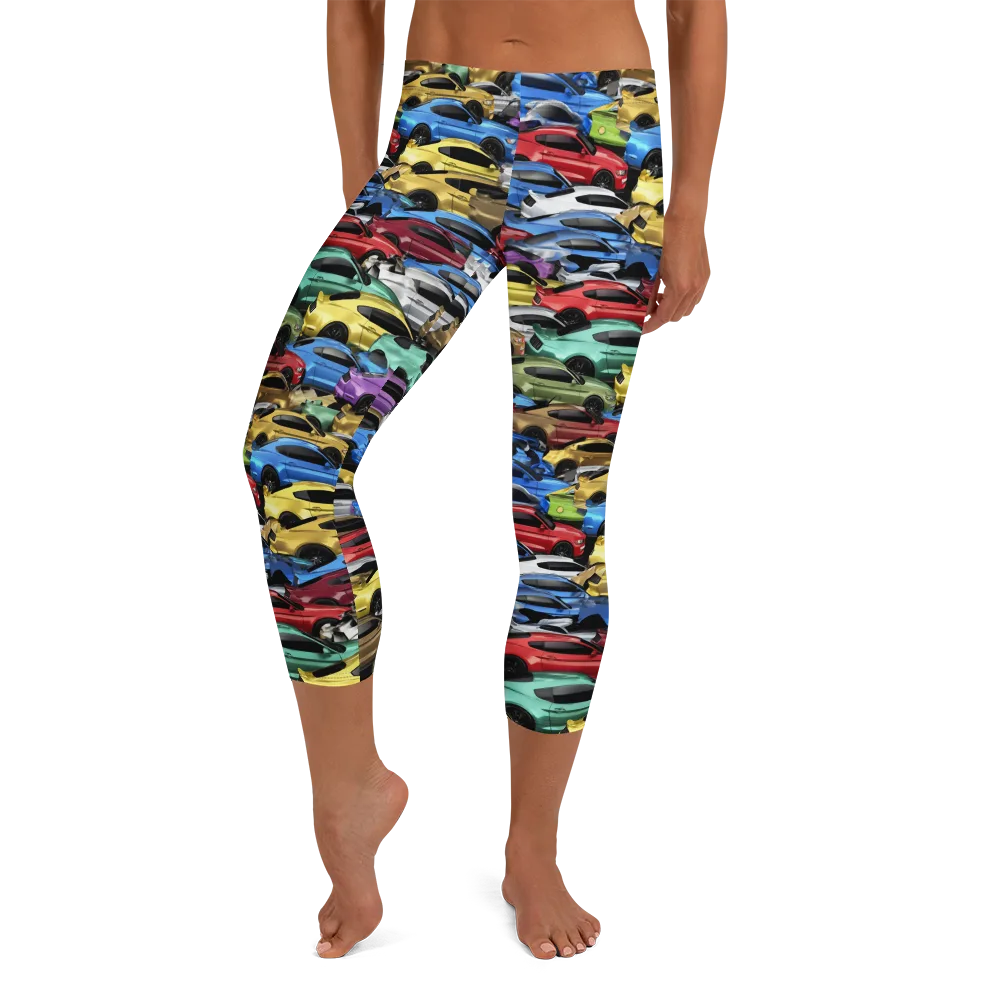 Neon Motorpool on Capri Leggings — Front