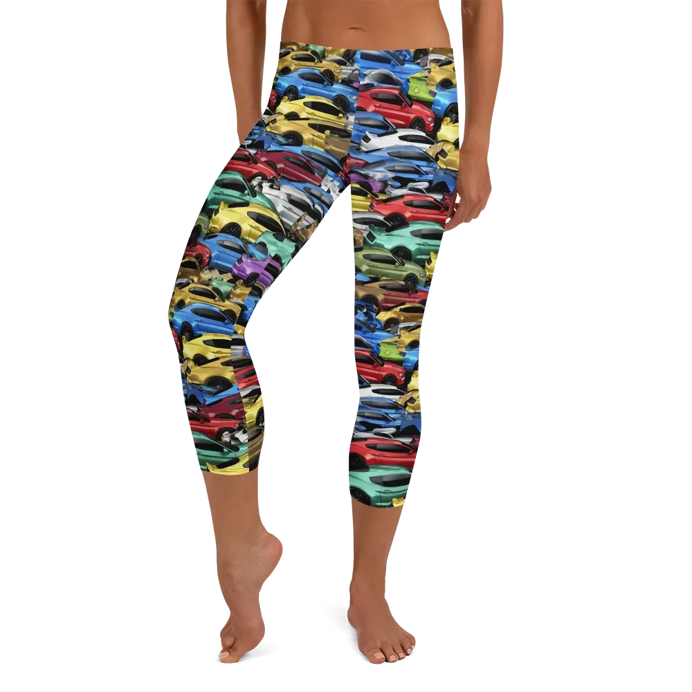 Neon Motorpool on Capri Leggings — Front