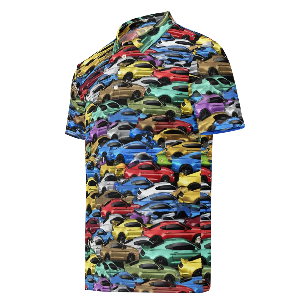Neon Motorpool on Men's Slim Fit Polo Shirt — Left Front