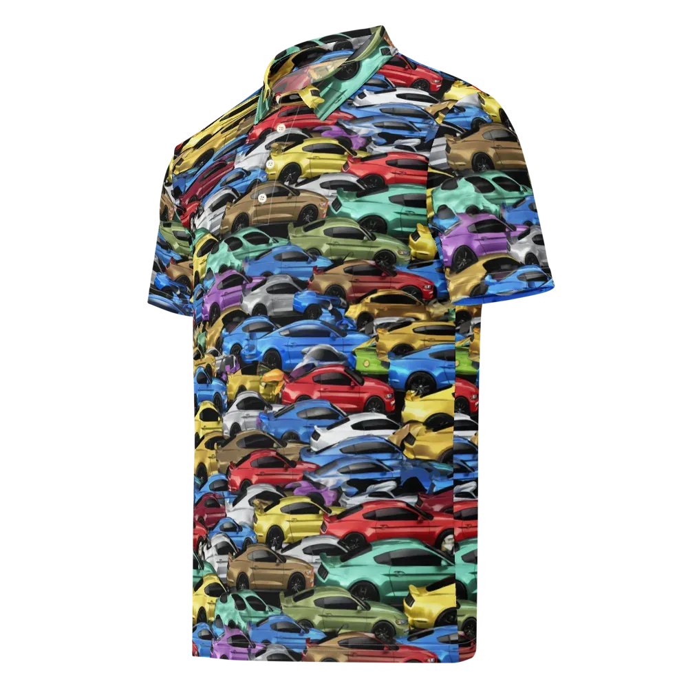 Neon Motorpool on Men's Slim Fit Polo Shirt — Left Front
