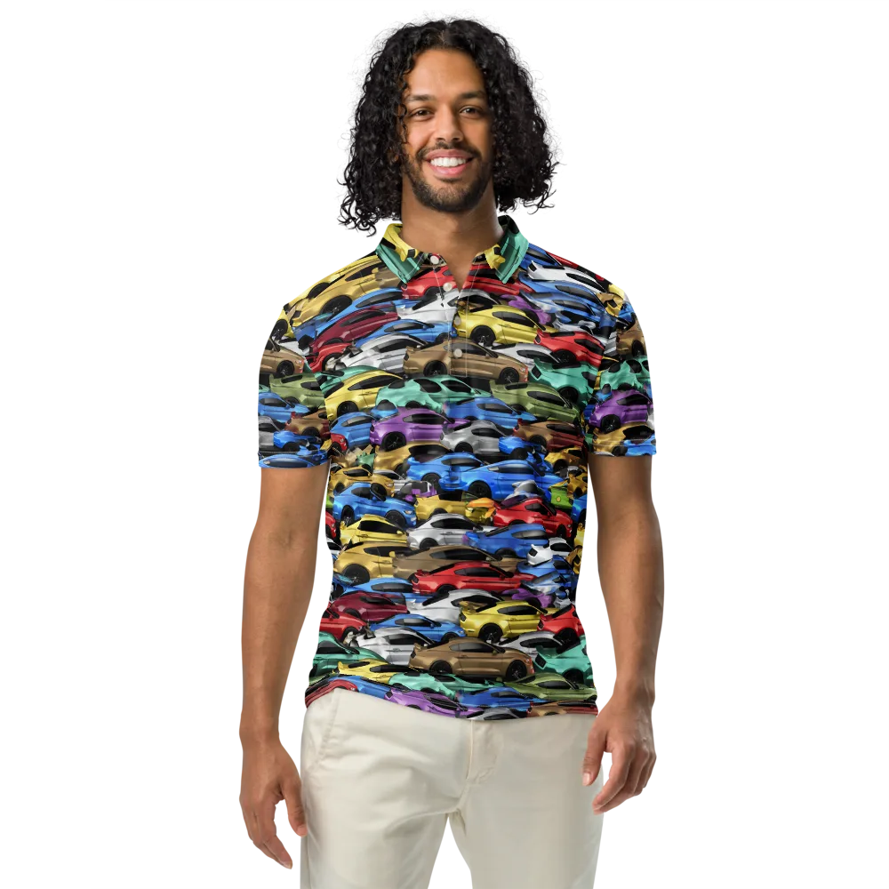 Neon Motorpool on Men's Slim Fit Polo Shirt — Front