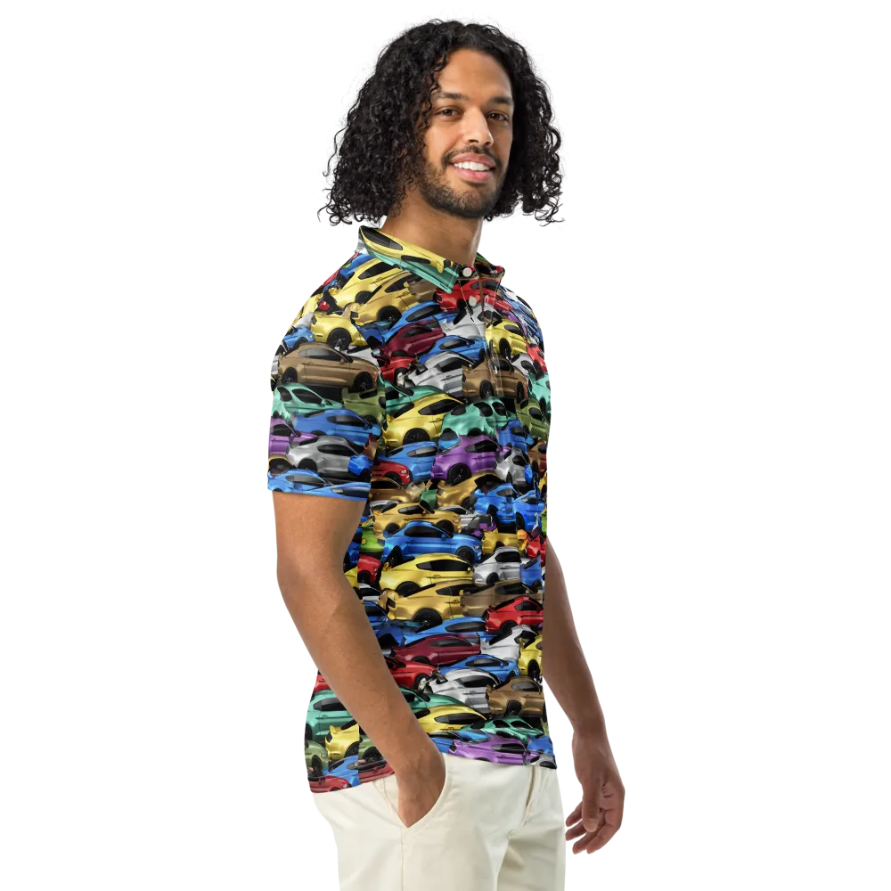 Neon Motorpool on Men's Slim Fit Polo Shirt — Right Front