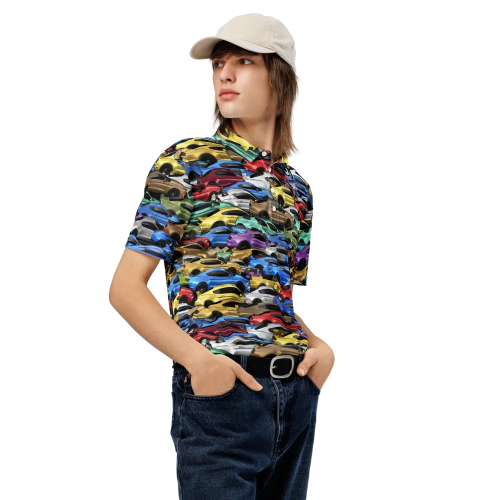Neon Motorpool on Men's Slim Fit Polo Shirt — Right Front