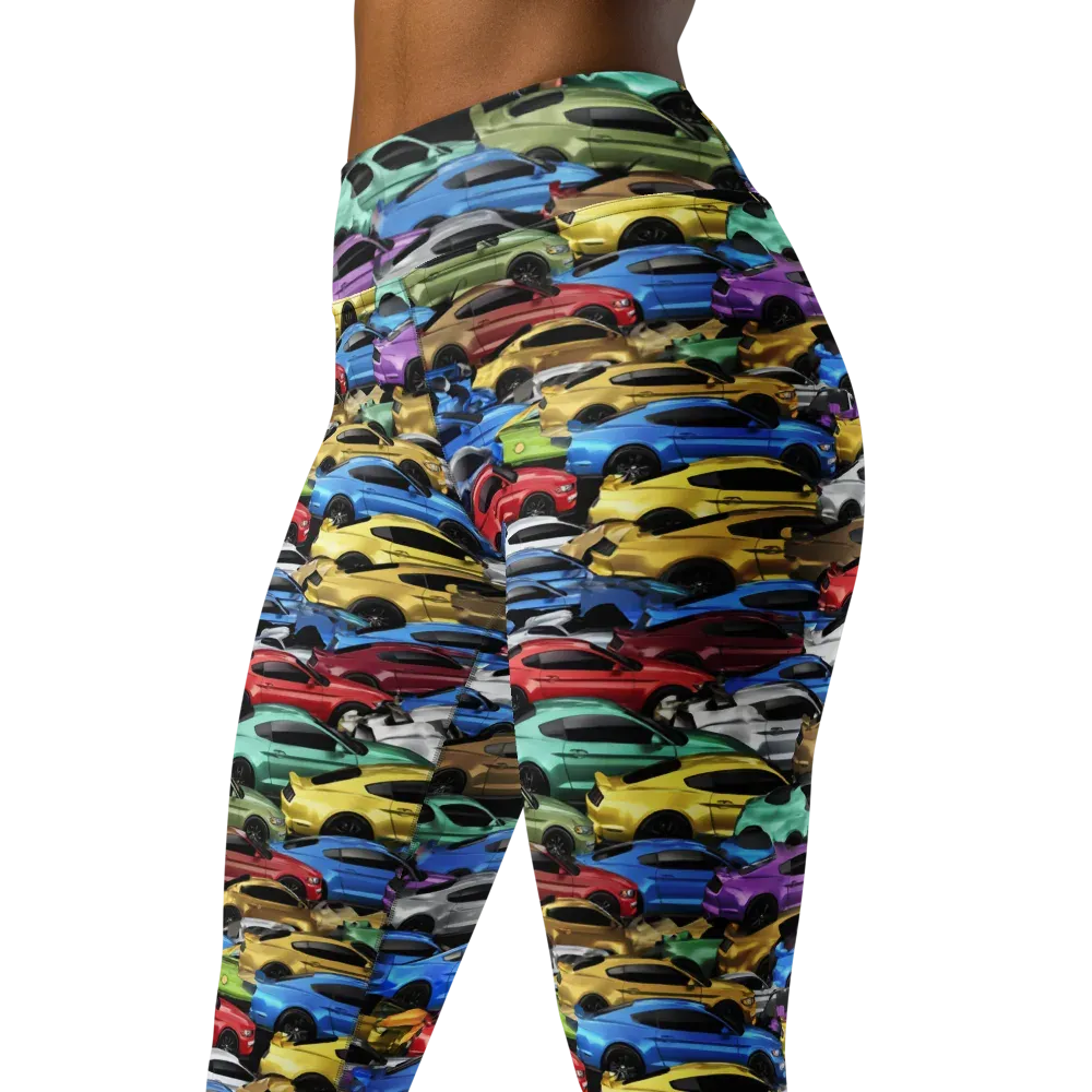 Neon Motorpool on Yoga Leggings — Left Front