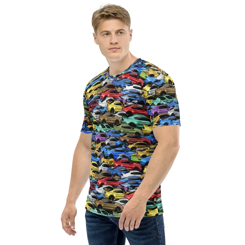 Neon Motorpool on Men's Crew Neck T-Shirt — Left