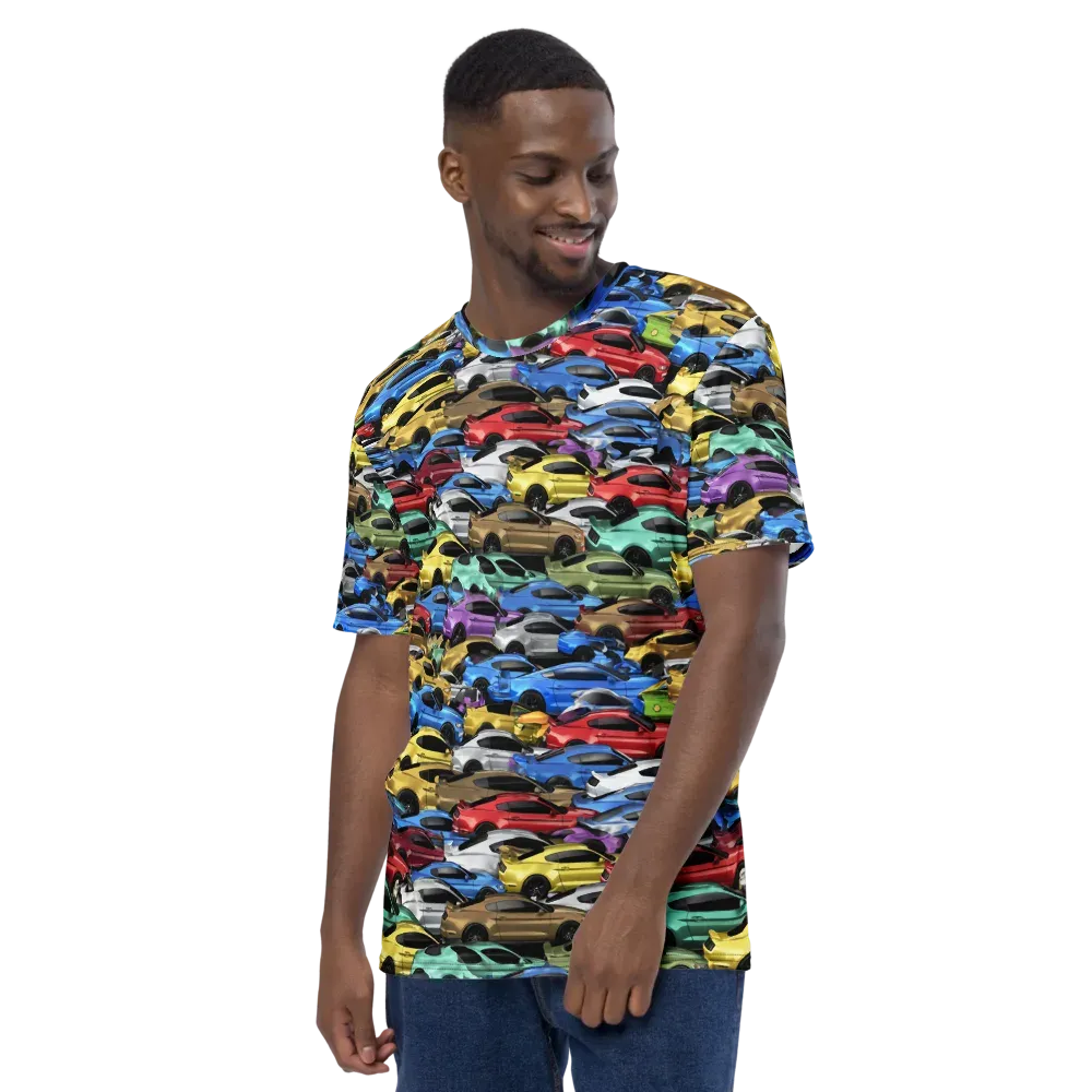 Neon Motorpool on Men's Crew Neck T-Shirt — Left