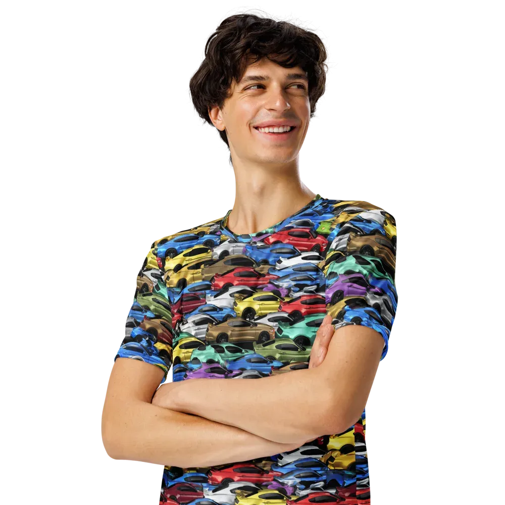 Neon Motorpool on Men's Crew Neck T-Shirt — Left Front