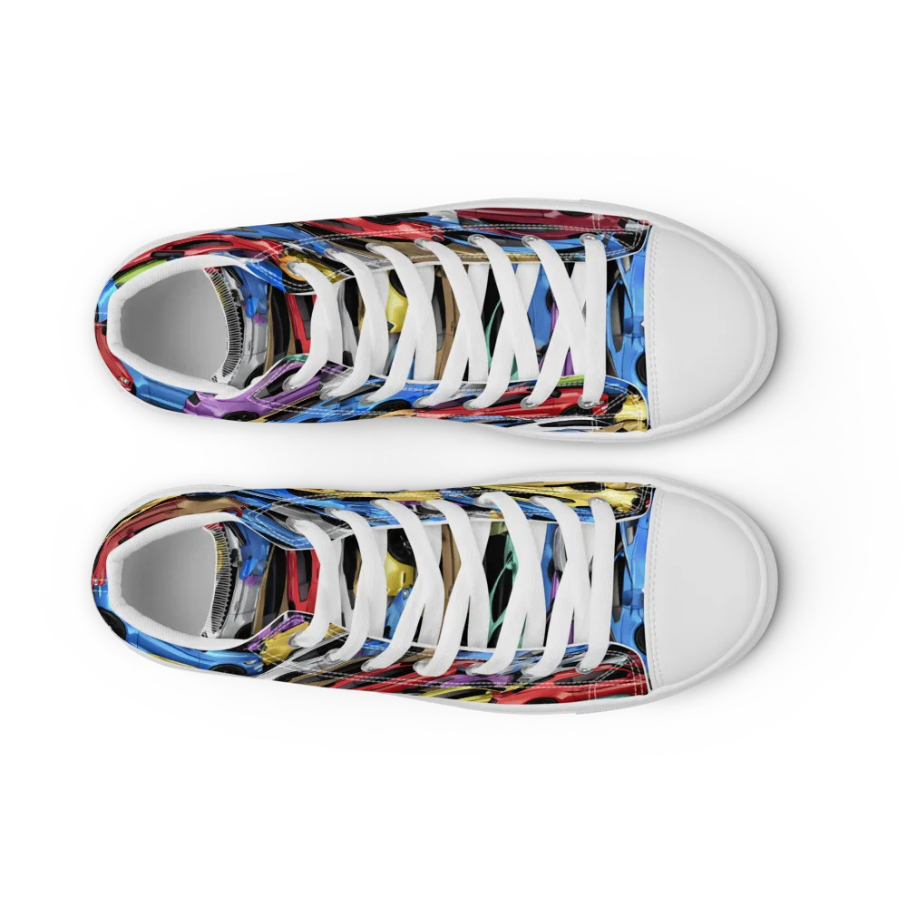Neon Motorpool on Men's High Top Canvas Shoes — Front