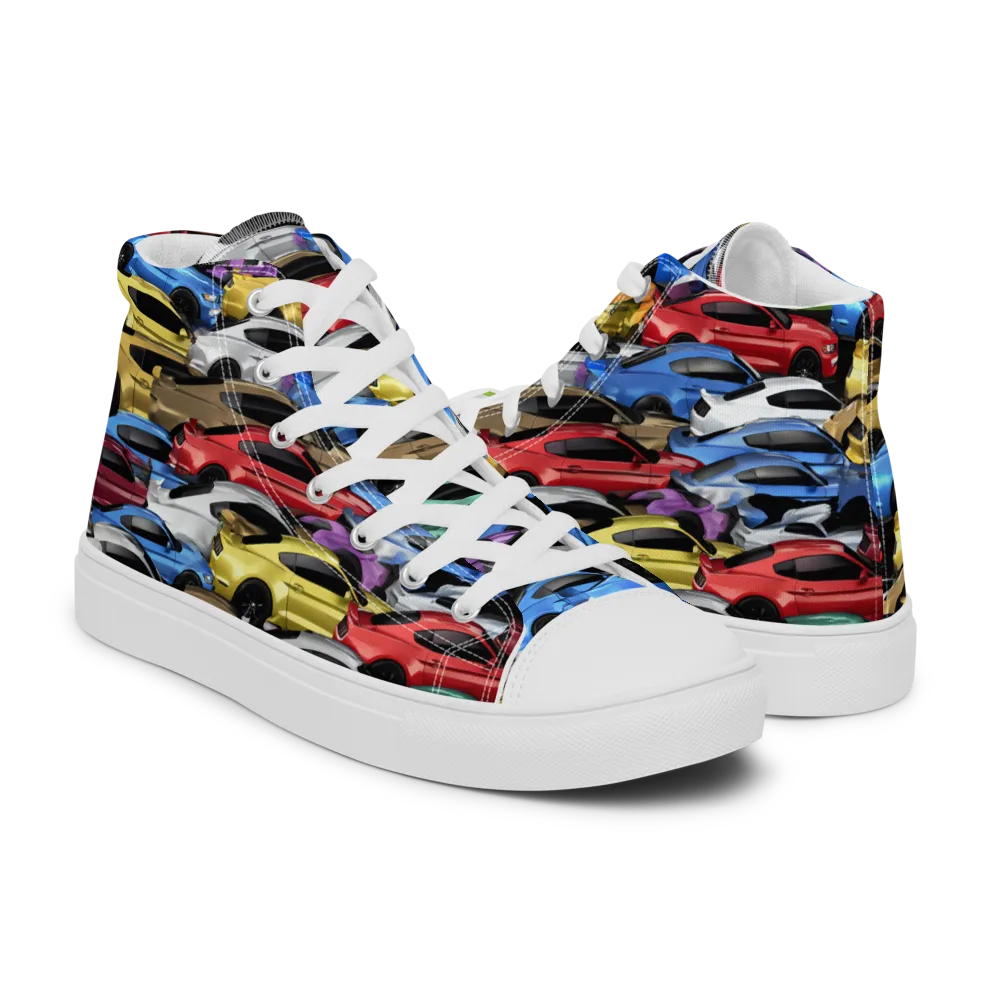 Neon Motorpool on Men's High Top Canvas Shoes — Right
