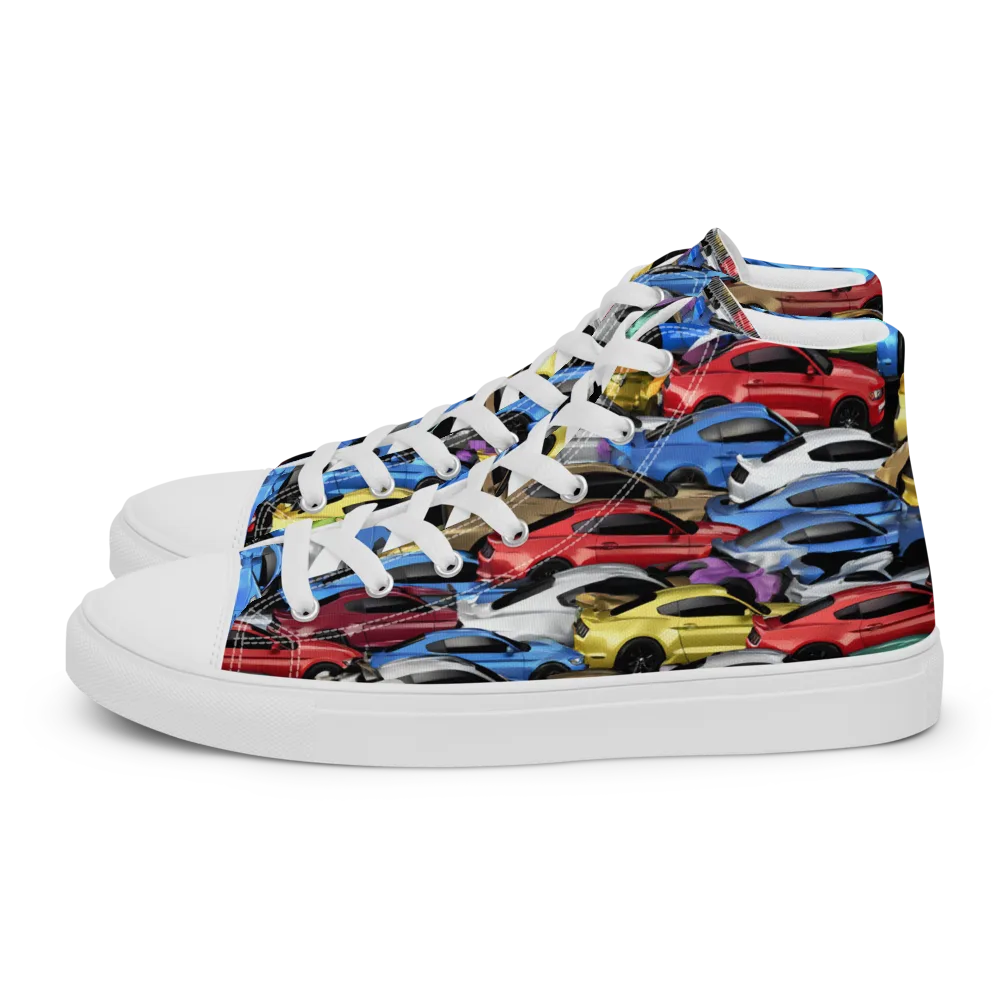 Neon Motorpool on Women's High Top Canvas Shoes — Left